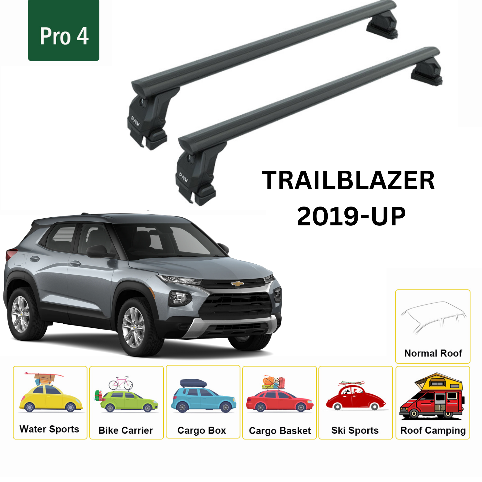 For Chevrolet Trailblazer Roof Rack Cross Bars Metal Bracket Normal Roof Alu 2019- Up Black For Chevrolet Trailblazer Roof Rack Cross Bars Metal Bracket Normal Roof Alu 2019- Up Black